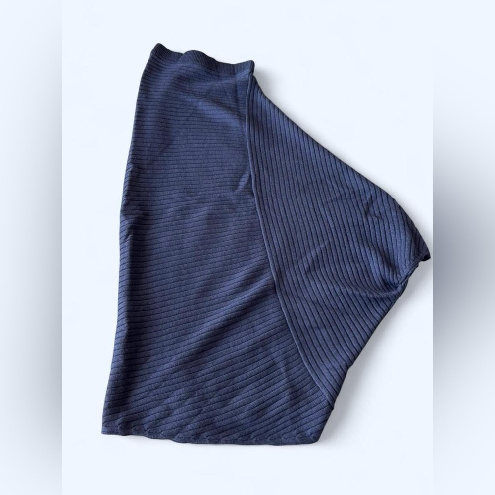 Navy Ribbed One-Shoulder Top